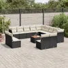 vidaXL 14-tlg. Garten-Sofagarnitur mit Kissen Schwarz Poly Produktbild-Vorschau 2