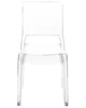 A clear, front-facing studio shot of a transparent plastic chair. Produktbild-Vorschau