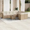vidaXL 10-tlg. Garten-Sofagarnitur mit Kissen Beige Poly Produktbild-Vorschau 2