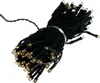 A bundle of warm white LED Christmas lights with black wire, coiled and tied with a silver band. Podgląd zdjęcia produktu