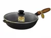 Gusseisenpfanne Ø28 cm 6 cm hoch mit Holzgriff & Glasdeckel Produktbild-Vorschau 1