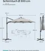 SONGMICS slunečník, ∅300 cm, 28 solárních LED světel, UPF Náhled obrázku produktu 5