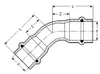 42mm Bogen 45° I/I Kombifitting Frabo DVGW Produktbild-Vorschau 2