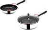 Two Tefal pans, one 20cm and one 25cm with a lid, are shown against a white background. Produktbild-Vorschau