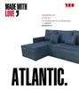 BroMARKT Ecksofa mit Schlaffunktion Atlantic Blau Cord Produktbild-Vorschau 2