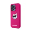 A pink iPhone case with a cartoon cat head design and the Karl Lagerfeld logo on a white background. Anteprima dell’immagine prodotto