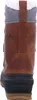 The back view of a brown winter boot with a black sole and gray fabric cuff. Anteprima dell’immagine prodotto