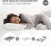 A woman sleeping on a bed, with diagrams showing a bed frame and mattress combining to form a bed. Podgląd zdjęcia produktu