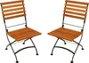 Two wooden slatted folding chairs with black metal frames are shown against a white background. Produktbild-Vorschau