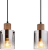 Globo Lighting Hängeleuchte MDF Holzoptik dunkel, Glas Produktbild-Vorschau 3