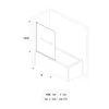 A technical drawing of a bathtub shower screen with dimensions and a table of measurements. Produktbild-Vorschau