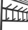 Close-up view of a black metal coat rack with multiple double hooks. Produktbild-Vorschau