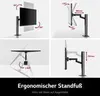 Collage of four images showing different ergonomic adjustments of a monitor stand. Produktbild-Vorschau