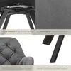 A collage of four images showcasing different aspects of a gray velvet armchair, including its base, fabric texture, armrest detail, and legs. Produktbild-Vorschau