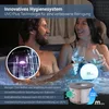 A couple relaxing in a hot tub with a UVC light and filter visible. Produktbild-Vorschau