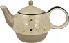 A ceramic teapot with a speckled design and gold accents. Produktbild-Vorschau