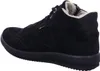 A black suede boot with a white fuzzy lining is shown from the side. Anteprima dell’immagine prodotto