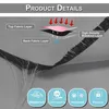 Diagram showing the layers of a fabric with labels and icons indicating features. Produktbild-Vorschau