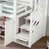 A close-up view of a white bunk bed with stairs and storage compartments. Anteprima dell’immagine prodotto