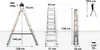 Diagrams showing the dimensions and weight capacity of a foldable ladder. Anteprima dell’immagine prodotto