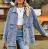 ASKSA Veste en jean pour femmes, bleu, XL Voir les images du produit 3