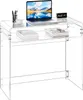 A clear acrylic desk with a laptop, a cup, and books on it, set against a white background. Anteprima dell’immagine prodotto