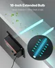 A diagram showing a UV-C light bulb installed in an air duct, with animated leaves indicating air purification. Produktbild-Vorschau
