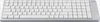 A top-down view of a silver and white mechanical keyboard. Produktbild-Vorschau