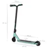 A teal and black stunt scooter with dimensions indicated by measurement lines and text. Produktbild-Vorschau