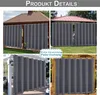 Collage of four images showing outdoor curtains installed on different patios and gazebos. Produktbild-Vorschau