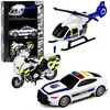 Polizei-Set: Hubschrauber, Motorrad, Streifenwagen – mit Produktbild-Vorschau 1