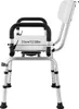 A side view of a white and silver shower chair with armrests and a backrest. Produktbild-Vorschau