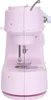 A close-up, front-facing view of a pink sewing machine. Produktbild-Vorschau