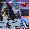A collage of close-up shots of an electric bicycle, highlighting its components and features. Produktbild-Vorschau