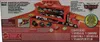 The image shows the back of a Disney Pixar Cars Mini Racer Transporter Mack toy box, displaying the product and its contents. Produktbild-Vorschau