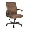 A brown office chair with metal armrests and a five-star base with wheels, isolated on a white background. Náhľad obrázku produktu
