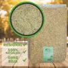 A large bag of animal feed is shown, with a close-up inset of the feed's texture. Text overlays highlight product features. Produktbild-Vorschau
