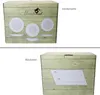 Two images of a product box, one showing the front and the other showing the back. The front shows a graphic of plates and the brand logo. The back shows a label for recipient and sender information. Náhled obrázku produktu