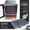 A dehydrator filled with blueberries and cherries, with marketing text and a BPA-free logo. Podgląd zdjęcia produktu