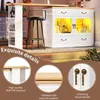 A bar table with stools and storage, with close-up details of the product. Anteprima dell’immagine prodotto