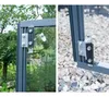 Two close-up views of a greenhouse frame with metal brackets and fasteners. Produktbild-Vorschau