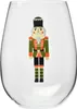 A clear, front-facing image of a single wine glass with a nutcracker design printed on it. Produktbild-Vorschau