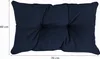A dark blue cushion with dimensions indicated. Produktbild-Vorschau