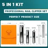 Manicure-set, 5-delig, roestvrij staal, diepzwart, met tas Productafbeelding-voorbeeld 3