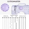 A sewing machine with a diagram showing different stitch patterns. Produktbild-Vorschau