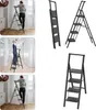 A collage of images showing a person using a step ladder indoors and the step ladder itself from different angles. Voir les images du produit