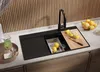 PRIMAGRAN Granitspüle Schwarz 90x50cm, Spülbecken 1 Becken Produktbild-Vorschau 2