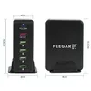 A product shot of a black multi-port USB charging station and its side. Produktbild-Vorschau