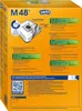 The back of an orange colored cardboard box for Swirl vacuum cleaner bags. The box is filled with text and diagrams detailing the product's features and compatibility. Anteprima dell’immagine prodotto