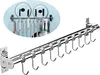 A kitchen utensil rack with hooks is shown in the foreground, with an inset image of a similar rack holding knives and pots in the background. Produktbild-Vorschau